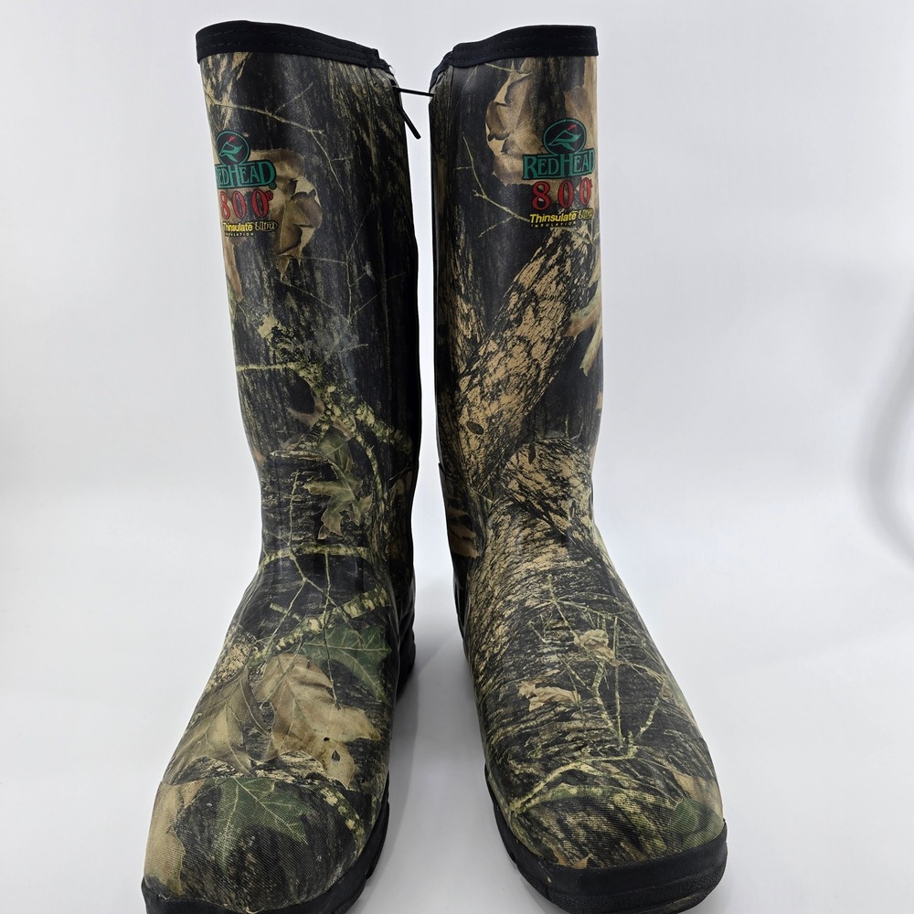 RedHead 800g Thinsulate Ultra Hunting Boots Mens Camo Side Zip Studded Size 12
